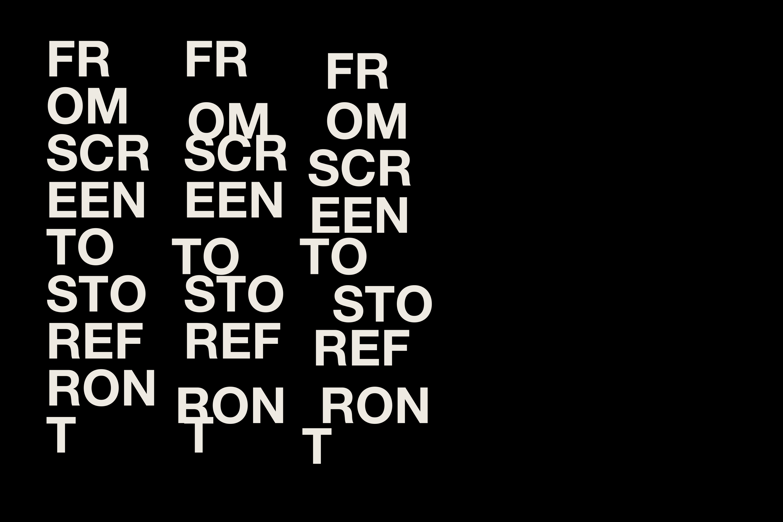 White typography on black reading “From screen to storefront.”
