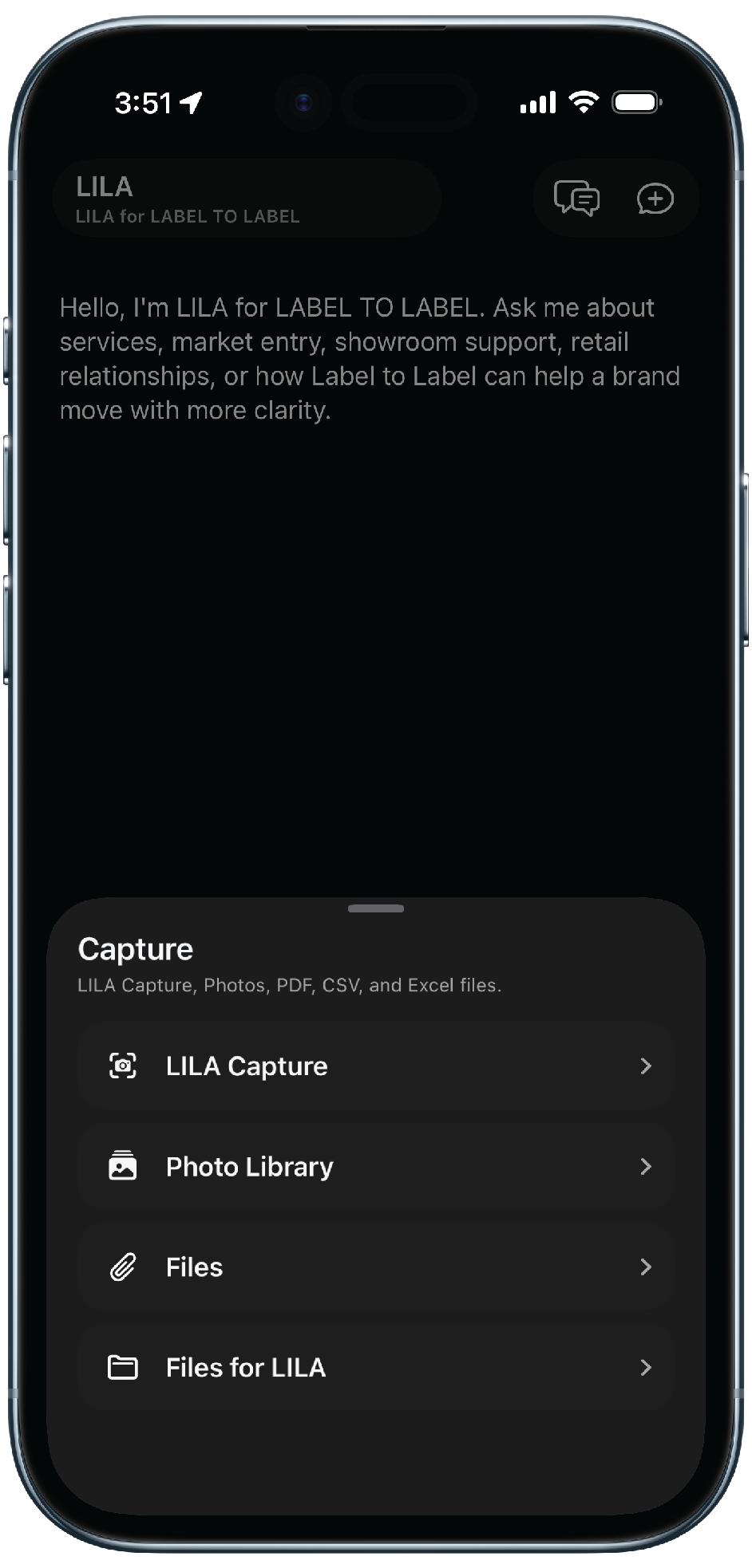 LILAの添付ファイルとCaptureの選択肢